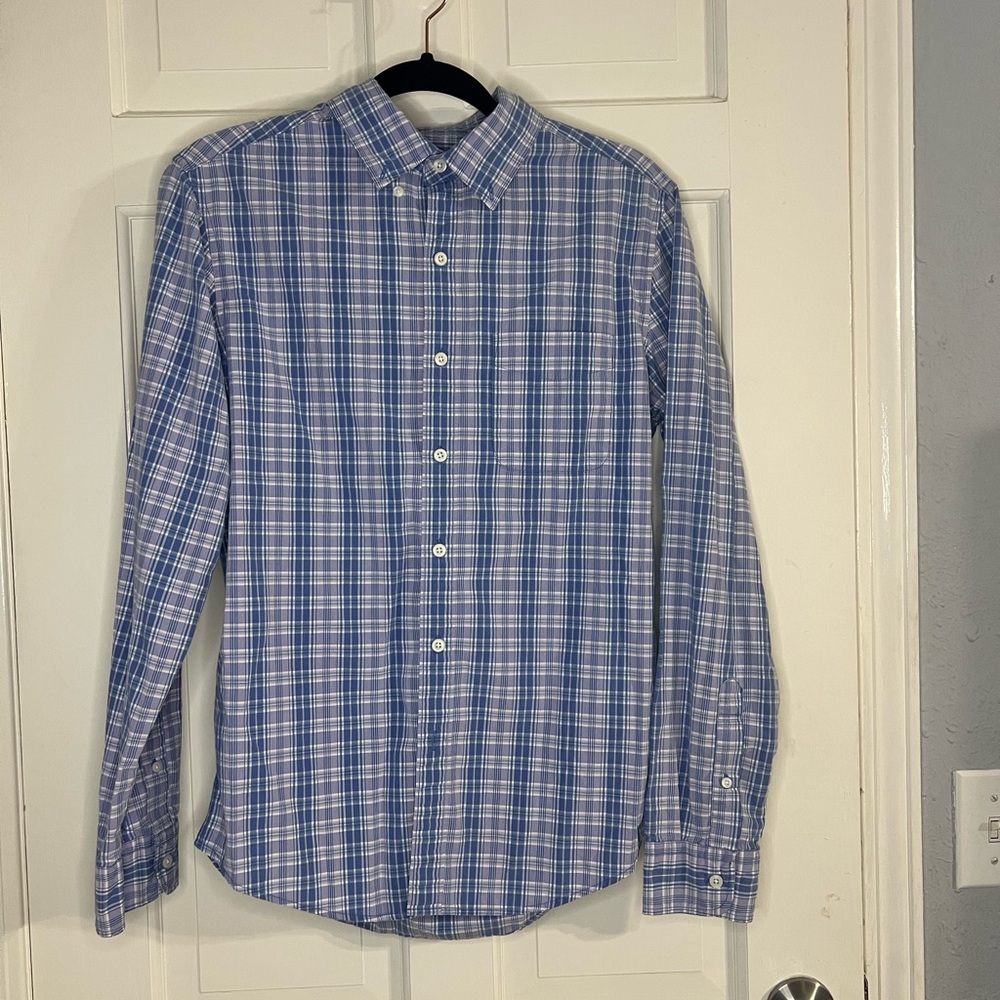 American Eagle Outfitters Blue and White Checkered Shirt